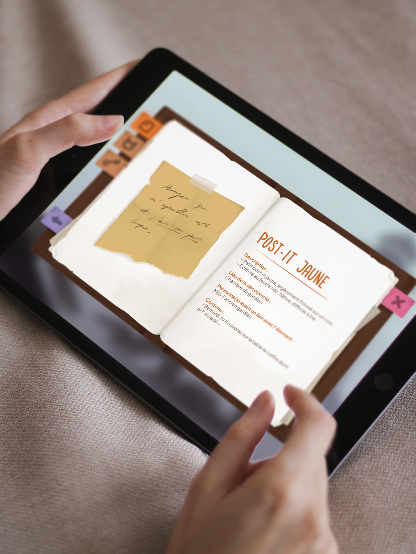 Design d'un écran pour jeu d'enquête